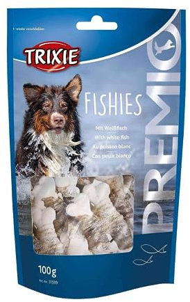TRIXIE Hundeleckerli PREMIO Hunde-Fishies 100g - Premium Leckerlis für Hunde glutenfrei - ohne Getreide & Zucker, schmackhafte Belohnung für Training & Zuhause