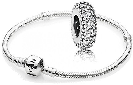 Pandora Original Geschenkset - 1 Silber Armband 590702HV-20 + 1 Silber Zwischenelement 791359CZ Pavé-Inspiration