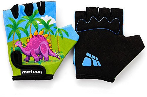 Meteor Unisex Kinder Fahrradhandschuhe Bike - Gel BMX Handschuhe, DINOSAUR, Gr.-Jr M/ Handweite- 7-7.5cm