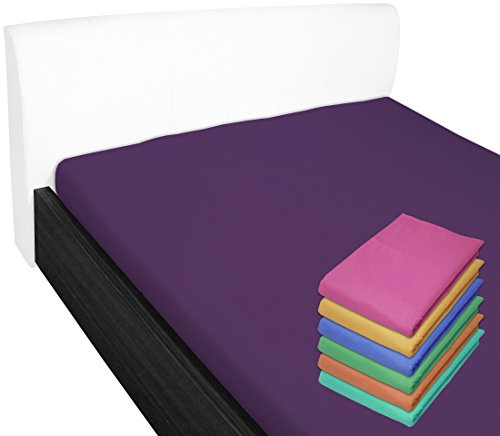Bettlaken 240x250 cm ohne Gummizug 100% Baumwolle Lila | Glatte Betttuch ohne Spanngummi Atmungsaktiv, Hypoallergen, Waschbar - Hotel Laken Haustuch Renforce Baumwollstoff