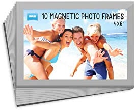 Shot2go PACK OF 10 magnetic photo fridge frame pockets silver border 4x6