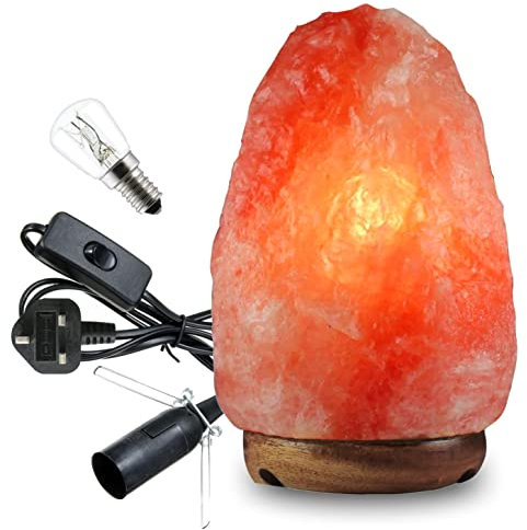 ONEX Natural Himalayan Salt lamp Salt Rock Lamp Pink lamp, Hand Crafted Wooden Base Direct from Foothills of The Himalayas, 3-5 KG