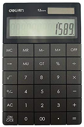 DELI Calculatrice Moderne 12 Chiffres Solaire et Pile Noir