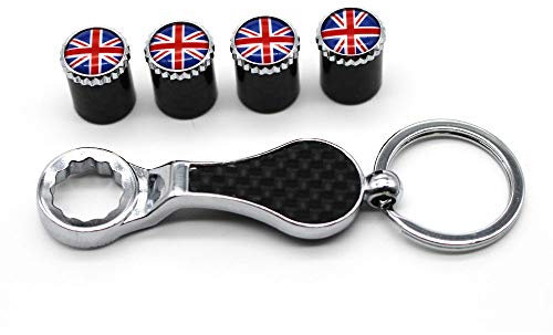 5 Teile/Satz England Nationalflagge Autoreifen Rad Ventilkappen mit Schraubenschlüssel Autoreifen Ventilkappen Auto Styling