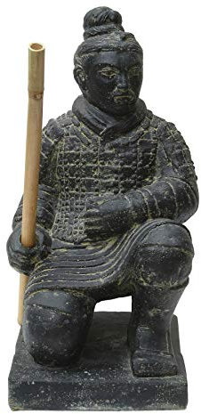 STONE art & more Chinesischer Krieger, kniend, 50 cm, Steinfigur, Terrakotta Armee, Steinguss, Deko Garten, frostfest