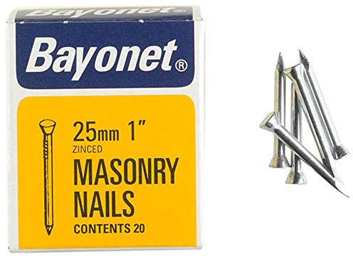 Clous de maçonnerie plaqués zinc, 25 mm (Pk36), longueur extérieure 25 mm, matériau des ongles en acier, maçonnerie de type clou, gamme de produits – Clous de maçonnerie, quantité de boîte 36,
