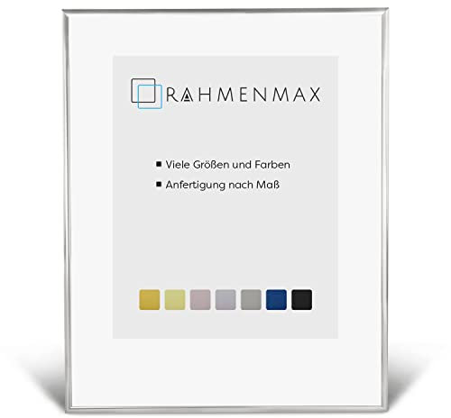 RahmenMax® Alaska Bilderrahmen 67x98 cm zum Aufhängen/Bilderrahmen Maßanfertigung möglich/Posterrahmen aus Aluminium/Bilder Rahmen in Silber Glanz mit Acrylglas/Puzzle Rahmen