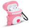 Cadorabo Hülle kompatibel mit Apple AirPod 1 & 2 - Design Love Diosaur Pink - Tragbare Silikon Kopfhörer Schutzhülle 3D Case Schlüsselanhänger