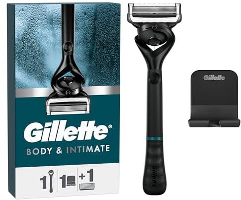 Gillette Body & Intimate Nassrasierer Herren, Rasierer + 1 Rasierklinge, mit Duschaufhänger für einfache Aufbewahrung, Geschenk für Männer