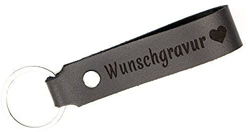 Tidero Schlüsselanhänger Leder mit Wunschgravur, BEIDSEITIG ANPASSBAR individuelle Gravur - personalisiert Schlüsselbund Namen Auto - Geschenk für Männer Frauen Handmade in Germany - Grau