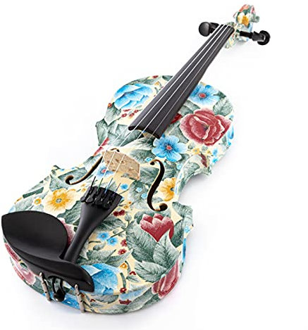 Erwachsene Geige 4/4 Beliebte Handgefertigte Handgemachte Traditionelle Violine Mit Bogen Und Box Weiße Bunte Kunst Akustische Violine