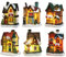 Weihnachtsdorf mit Beleuchtung Groß, Weihnachtsdorf Set mit LED, Weihnachtsdorf Beleuchtet Miniatur, Weihnachtsdeko Figuren Tisch Deko, Weihnachtsdeko zum BAU Chic Selber Machen (6Pcs)
