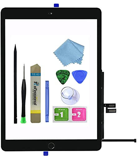 Zentop Ersatz-Touchscreen-Digitizer für iPad 9 2021 9. Generation, A2602, A2603, A2604, A2605, mit Home-Taste, Kamerahalterung, vorinstalliertem Klebstoff, Werkzeug-Reparatur-Set