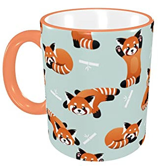 Hdadwy Red Panda and Bamboo Coffee Mug Funny Ceramic Mug Cup Tea Cocoa Mug Novelty Travel Milk Mug for Home Office, Birthday Retirement Gifts for Women Men Family Friend 11 OZ