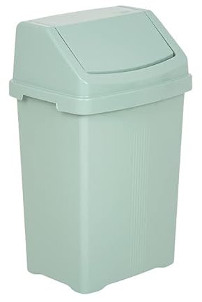 JMS we create smile - Plastic Swing Bin Waste Recycle Dustbins Kitchen, Bathroom, Home Rubbish Trash Refused Bins (Silver Sage, 50L Swing Top Bin)