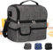 Sac Isotherme Repas 10L Sac à Déjeuner Isotherme Sac à Lunch Isolé 2 Compartiments Portable Réutilisable Lunch Bag pour Femmes Hommes et Étudiants à l’École et au Bureau(Grey)-A