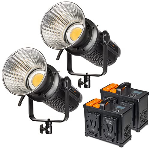 Walimex pro Niova 500W Plus Daylight 2er Set dimmbare LED Videoleuchte mit Reflektor I Studiolicht mit COB LED-Technologie I 5600 K, CRI=95 I Leuchtstärke verstellbar von 10-100%