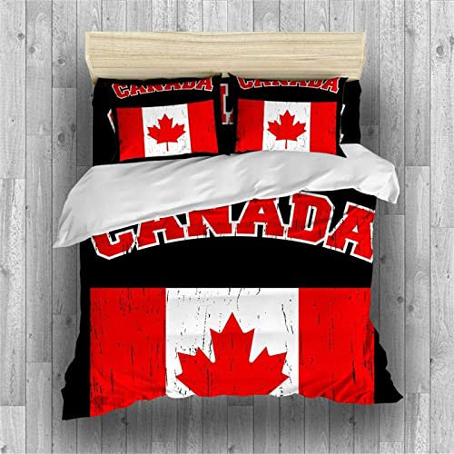 Bettwäsche 135x200 Kanada-Flagge Betten Set Microfaser Bettbezug + 2 Kissenbezug 80x80 cm Bettwäsche Set Kinder Jungen Mädchen Männer