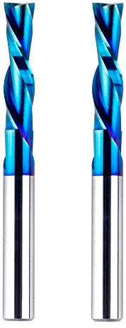 BITITZ 2Pcs Carbide Downcut Spiral CNC Router Bit 1/4 Cutting Diameter 1 Cutting Length for Dado Mortise Woodwork Tools