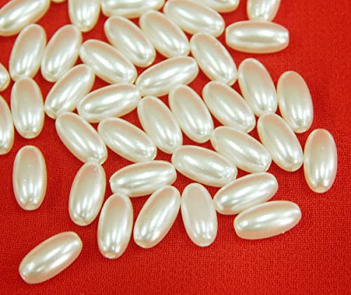 Zuchtperlen Imitat Perlen, Perlmutt Wachsperlen, 400stk, 6x3mm Oval Kunstperlen, Für Hochzeit Party Dekoration Schmuck Basteln (Krem)
