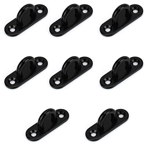 Belle Vous 8 Pezzi Gancio da Muro con Occhiello Inox M5 Neri - Gancio Soffitto/Parete con Occhielli Inox a U Resistenti (50 x 15 mm) - Sopporta Fino a 40 kg - Gancio Muro Occhielli in Metallo