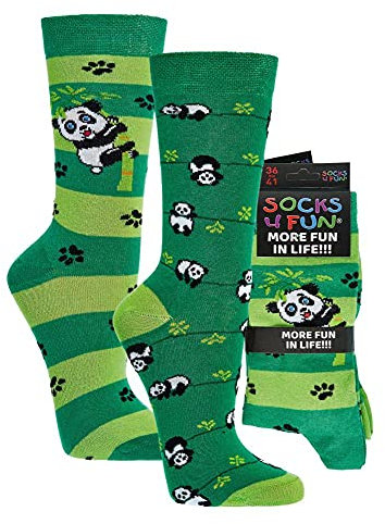 Socks4Fun Damen Jungen Herren Funsocken (2 Paar) 36-42 Panda