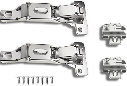 Kit de 2 bisagras que no están amortiguadas, además de base ajustable y tornillos - Bisagra para puertas de armario cocina mesitas de noche y cajoneras - Montaje fácil y rápido Apertura de 165 grados