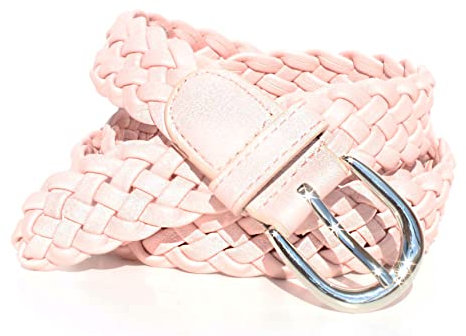 glomy * Ceinture tressée pour femmes et filles, ceinture tissée manuellement pour pantalon ou robe en semi-cuir, rose, Taille unique