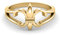 925 Sterling Silber Fleur de Lis Ring Saints Ring Französische Lilie Blumenring (Gold-Vermeil, 59)
