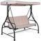 RELAX4LIFE 3 Seater Swing Chair, Garden Swing Seat Chair with Adjustable Canopy and Cushions, Outdoor Patio Hammock Convertible Bench for Balcony Backyard Poolside (Beige)