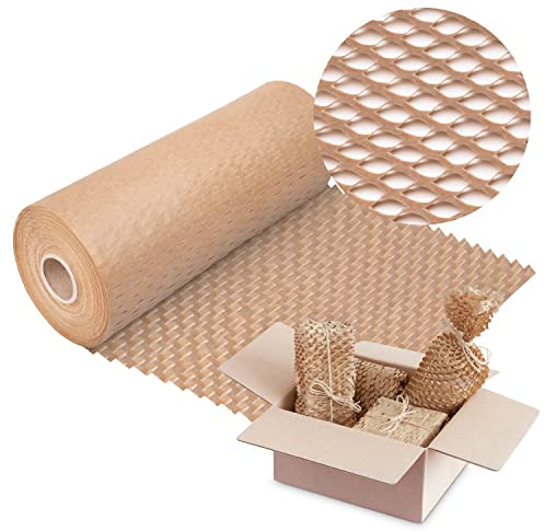 V1 Trade Papier Nid d'Abeille – 30cm x 50m Papier d'Emballage Kraft Rouleau en Nid d'Abeille - Biodégradable et Flexible - pour Vendeurs, Artistes, Décoration