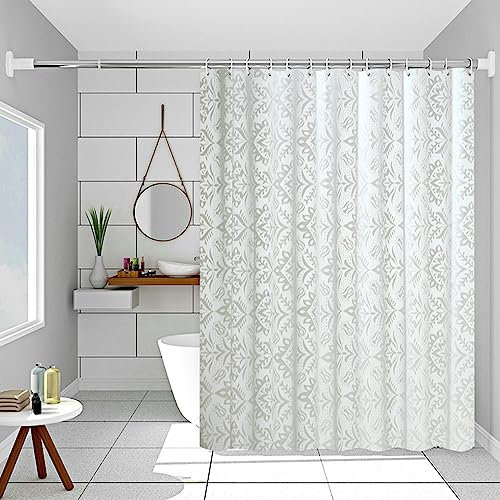 Gualiy Duschvorhang 240x200CM, Blumen Muster Anti Schimmel Duschvorhang Grau Badvorhang