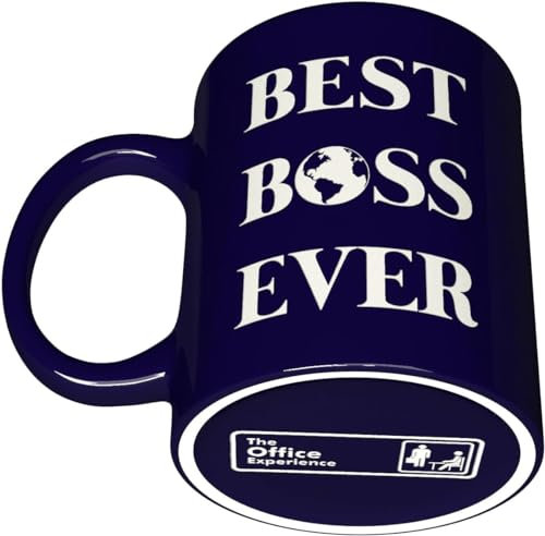 NM NEXTMUG Tasse mit lustiger Gravur, Kobaltblau, 325 ml, Aufschrift World's Best Boss Ever Bottom The Office, Geschenktasse für Mutter, Vater, Ehemann, Freund
