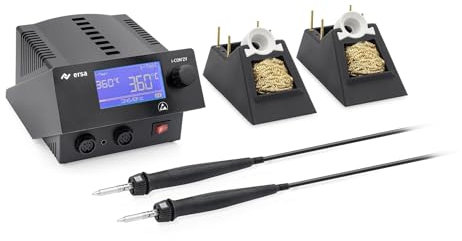 ERSA i-CON 2V MK2 Digitale 2-Kanal Industrie-Lötstation 150-450°C mit 2 Stück 150W Lötkolben i-TOOL MK2 Tip'N'Turn - Spitzenwechsel - SD-Slot - antistatisch - 0IC2205VIT