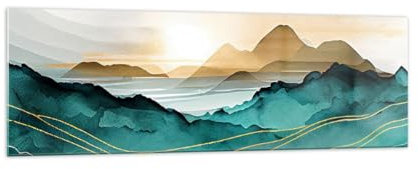 Panorama Bilder auf Glas 160x50cm Glasbild Landschaft Berge Modern Groß XXL Wanddeko Bild im Glas Schlafzimmer Küche Wandbilder Dekoration Wohnzimmer Modern Wand Kunstdruck Art GAB160x50-5706