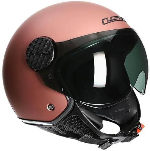 Jethelme LS2 Sphere Lux Roségold Größe S | Helder Vizier | Jethelme | Ratsche | Kunststoff | geeignet für Mofa, Moped, Motorrad, Roller