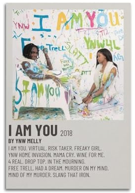 klouds YNW Melly Album I AM YOU Poster, dekoratives Gemälde, Leinwand, Schlafzimmer, Kunst, Wohnzimmer, Dekoration, modern, ästhetisches Poster, 30 x 45 cm, ungerahmt