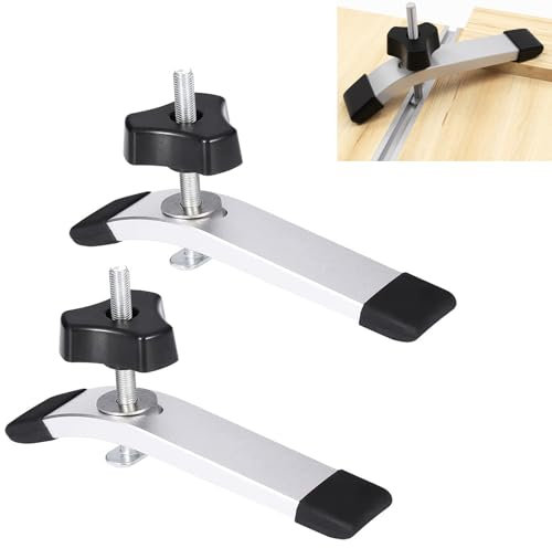 BIGP 2Pcs Morsetti T-Track per Legno, Morsetti di Fissaggio per la Lavorazione del Legno, T Track Morsetto Metallo Chiusura Rapida Set, CNC Router Clamp per la Lavorazione del Legno e dei Metalli