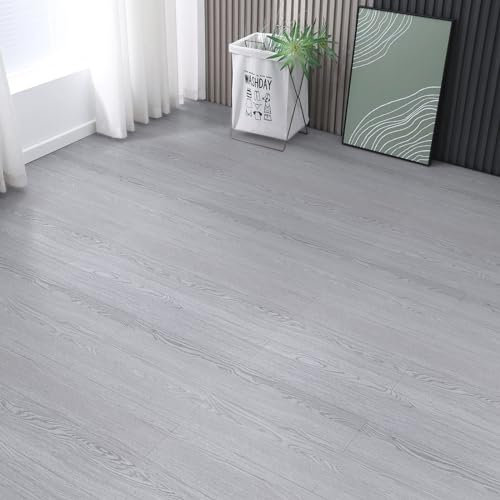 PVC Bodenbelag Selbstklebend Holzoptik Vinylboden Selbstklebend, Verschleißfest Wasserdicht Holz Vinylboden für Küche Wohnzimmer Badezimmer, Grau Holzeffekt 0.6 x 5 M/3㎡ Verdickter 0.15cm