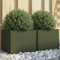 vidaXL Jardinières 2 pcs, Bacs à Fleurs, Pots de Plantes, Boîtes à Fleurs, Jardinières Surélevées de Jardin Terrasse, Vert Olive 32x30x29 cm Acier