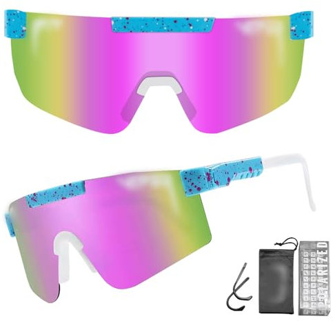 XLZJYIJ Sport Sonnenbrille, Rave Polarisierte Sportbrille, Polarisiert Fahrradbrille, Fahrrad Sonnenbrille, Polarisierte UV400 Schutzbrille für Outdoorsport Radfahren Fahren Laufen Golf