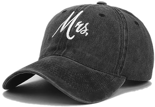 Malaxlx Mrs Bestickte Schwarz Baseball Cap Damen Kappe Verstellbar Baseball Kappe Draußen Basecap Trucker Cap Snapback Cap Sportkappe