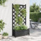 Gecheer Fioriera con Traliccio Rampicante in Legno Massello di Abete - Letto Rialzato Nero 75x35x150 cm - Grigliato da Giardino