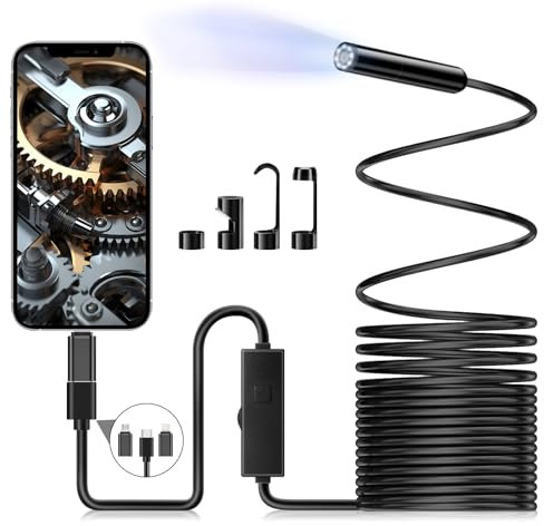 Endoskopkamera, Endoskop-Kamera Handymit 8 LED Licht, 1080P HD Inspektionskamera, Wasserdicht IP67, Rohrkamera Schlangenkabel Kanalkamera für Android und iOS Smartphone, iPhone, iPad, Samsung(5M)