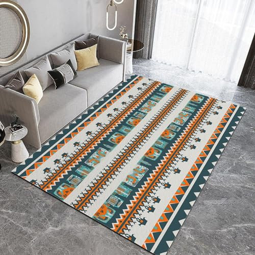 Teppich Wohnzimmer Traditionelles Inka-Musterkamel Teppich Schlafzimmer Pflegeleichte Waschbare Teppiche mit Rutschfester Latex-Rückseite 60 x 90cm