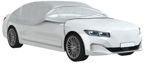 vidaXL Mezza Copertura Auto con Ganci Argento M PEVA, copertura superiore auto, telo copriauto esterno, telo copriauto resistente all'acqua