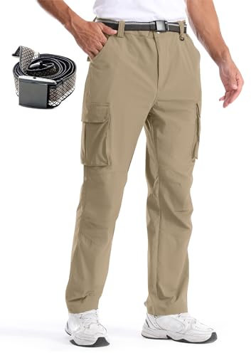 BondiTrekk Herren Zip Off Wanderhose, Arbeit Hosen Funktionshosen Outdoor Hosen für Herren mit 6 Taschen Elastische wasserdichte atmungsaktive Outdoorhose M