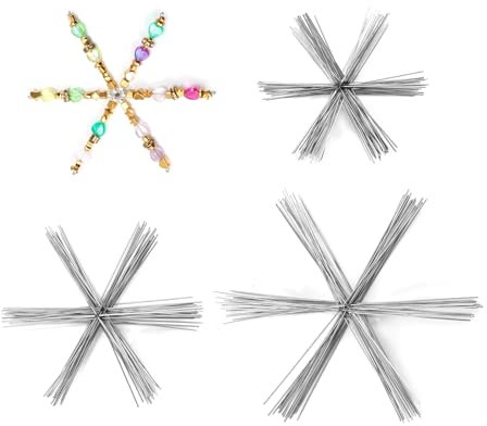 NQEUEPN 60 Stück Schneeflocken Deko Metalldraht, 9,5cm 11,5cm 15cm, Weihnachten Dekoration Schneeflocken Anhänger Wire Craft Wire for DIY Basteln Perlen Partydekorationen Perlenprojekt