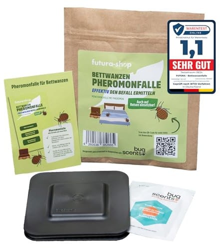 Futura-Shop Bettwanzen Falle mit Pheromon Lockstoff | Effektive Lösung zur Bettwanzen Bekämpfung für Zuhause & Reisen | Mittel gegen Bettwanzen mit 3 Monaten Wirkungsdauer | Bettwanzen Monitor