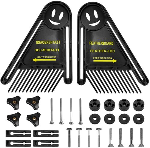 Doppel Featherboard Tischsäge Set, 21 × 16.5 cm Federbrettern mit Schrauben und Unterlegscheiben, Fräslift Zubehör, für Tischsägen, Bandsägen, Frästische, Zäune Werkzeuge (Schwarz)